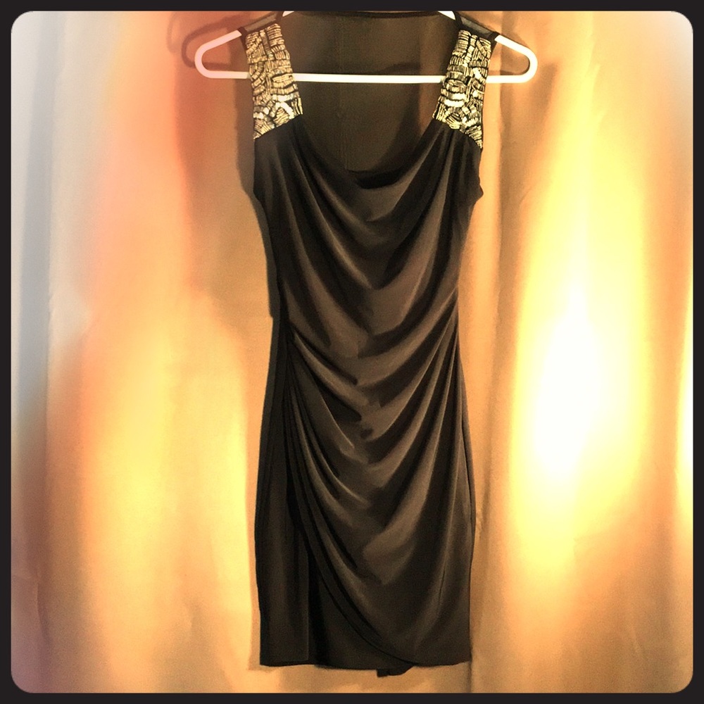 B. Darlin Mini Black Beaded Cocktail Dress
